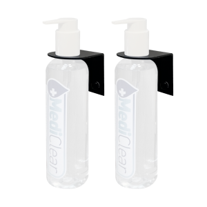 MEDICLEAR HAND SANITISER BOTTLE WALL BRACKET SINGLE X 2 BRKT-BLK-2-M