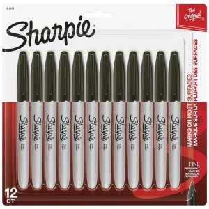 SHARPIE FINE PERMANENT MARKERS BLACK - 12 PACK SH2089080