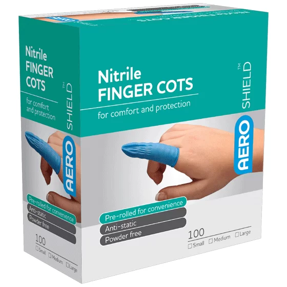 AEROSHIELD MEDIUM NITRILE FINGER COTS BOX/100 ASN100-M