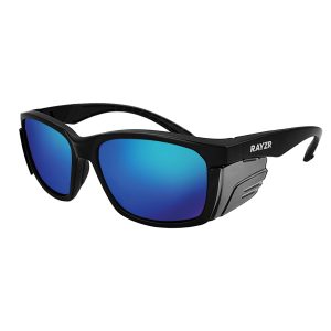 MAXISAFE Rayzr Safety Glasses - Matte Black Frame - Blue Mirror Polarised ERZ361