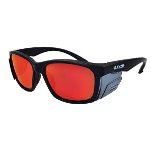 MAXISAFE Rayzr Safety Glasses - Matte Black Frame - Red Mirror Polarised ERZ386