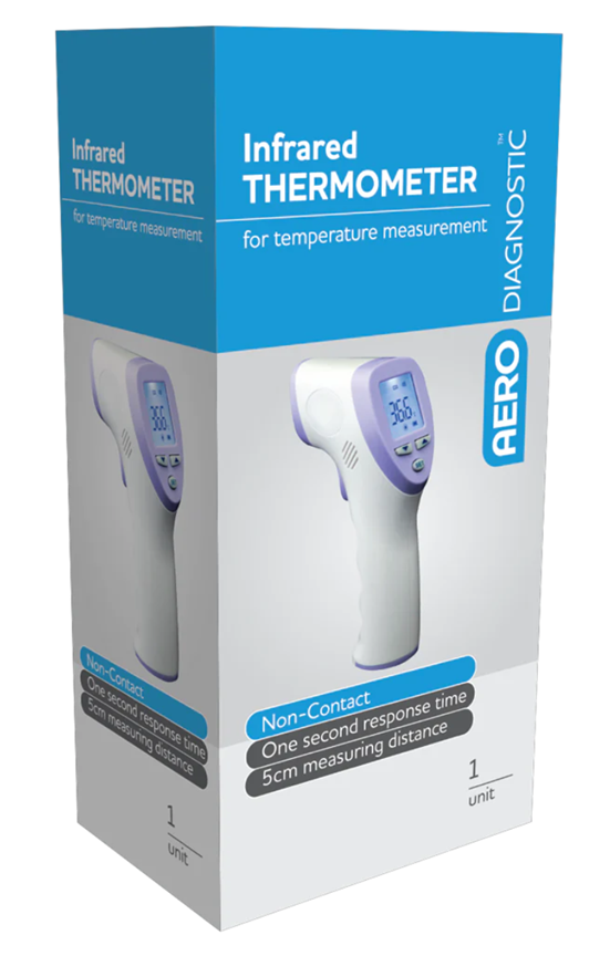 AERODIAGNOSTIC PISTOL GRIP INFRARED FOREHEAD THERMOMETER WITH CARRY CASE
