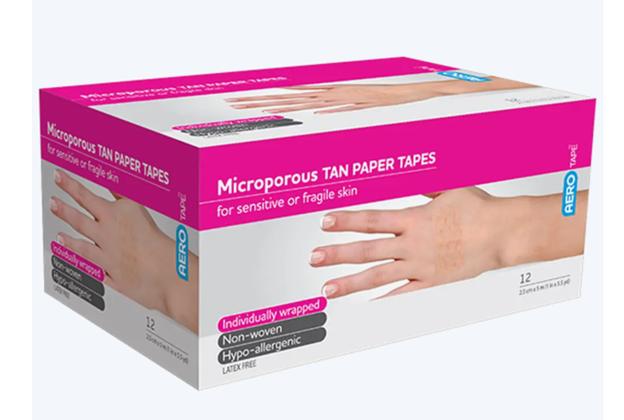 AERO HEALTHCARE AEROTAPE TAN MICROPOROUS PAPER TAPE 2.5CM X 5M (1 ROLL) AP325T