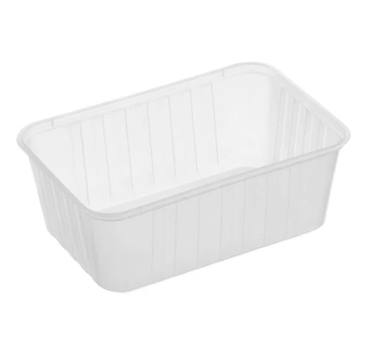 Ribbed Rectangle PP Plastic Clear Container