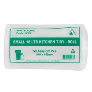 18L BIN LINERS WHITE KITCHEN TIDY ROLL - QTY 50 KTS