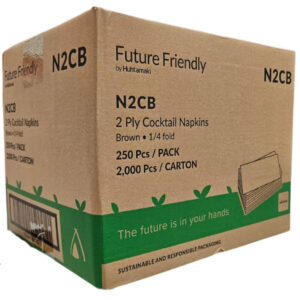 2 PLY COCKTAIL NAPKINS BROWN 1/4 FOLD - 8 PACKS OF 250