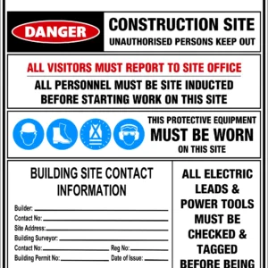 CONSTRUCTION SITE SAFETY REQUIREMENTS WITH CUSTOM LOGO CORE FLUTE