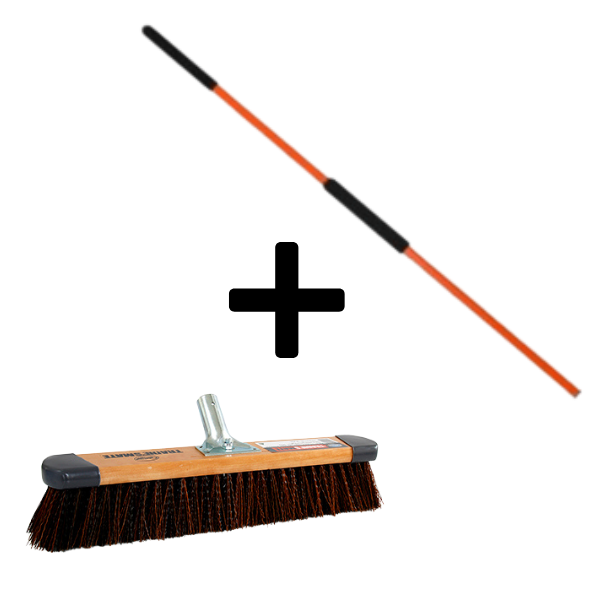 TRADIES MATE 450MM TIMBER BROOM OUTDOOR PP H/DUTY & FIBREGLASS HANDLE