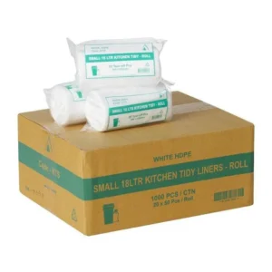 18L BIN LINERS WHITE KITCHEN TIDY ROLL - QTY 1000 KTS-BOX