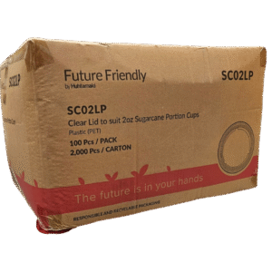FUTURE FRIENDLY PET LID TO SUIT SUGARCANE PORTION CUPS 1OZ/2OZ-BOX