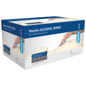 AEROWIPE 70% ETHYL ALCOHOL MANIKIN WIPE 19 X 14CM BOX/50