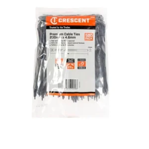 BLACK CABLE TIES 200MM 100PK