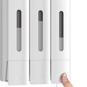 PREMIUM WALL-MOUNTED 3-CHAMBER SOAP & BODY WASH DISPENSER – NO-DRILL INSTALLATION