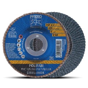 PFERD PFC 125 Z60 PSF STEELOX (67770126) 125MM (5") 60 GRIT POLIFAN STEELOX FLAP DISC - BOX OF 100