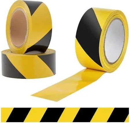 CAUTION TAPE BLACK & YELLOW ADHESIVE – 50MM X 30M